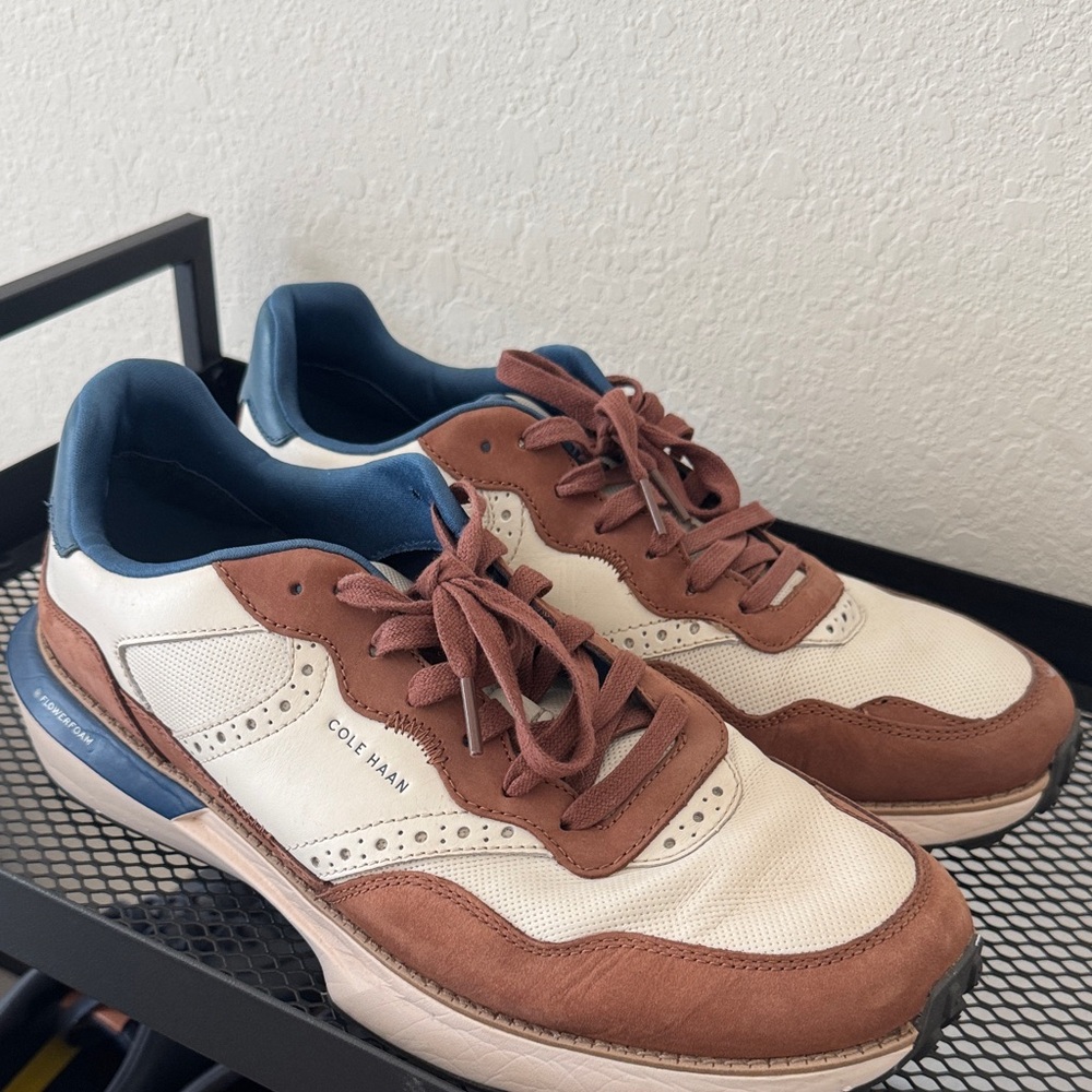 Cole Haan Men’s Brown, White & Blue Leather/Suede Sneakers 11W